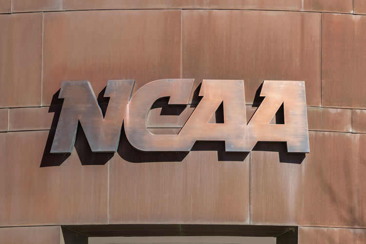 NCAA logo on building wall
